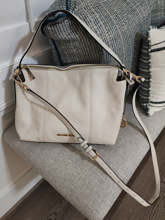Michael Kors Handbags - Michael Kors Cream Pebbled Leather Shoulder Or Adjustable Crossbody